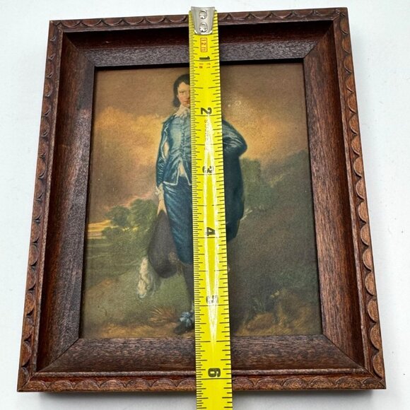Vtg Blue Boy Thomas Gainsborough Pinkie Lawrence Raised Prints Wood Carved Frame - Picture 2 of 14